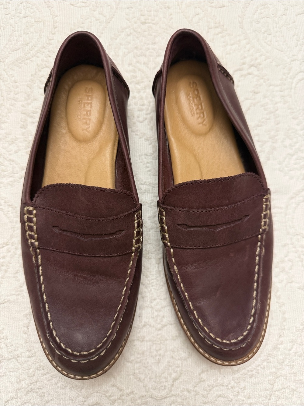 Sperry Authentic Leather Loafers Burgundy US 7W (wide)